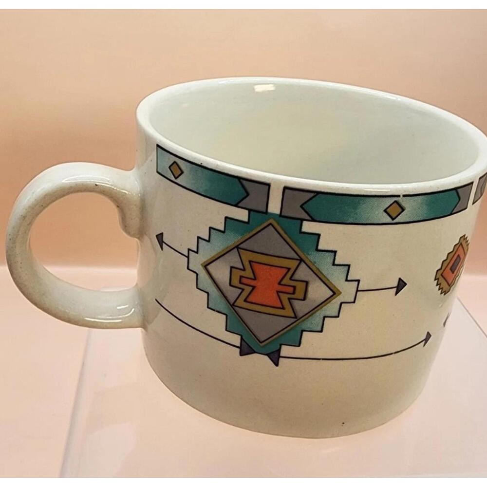 Majesticware Sakura Cortez 1995 Southwestern Design Mug Cup Set (2) Arrows VTG
